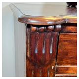 CARVED BOW FRONT SIDE TABLE | Bedside table | nightstand, chest of drawers; h. 32 x w. 34 x d. 21 in