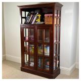 BOOKCASE CABINET | Ethan Allen style with an open shelf over glazed double cabinet doors; h. 70-1/2 