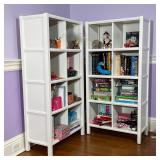 PAIR CUSTOM BUILT BOOKSHELVES | Open bookcases / cubbies with square shelves; h. 58 x 28 x 14 in. (e