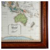 RAND McNALLY MAGNETIC MAP | Magnetic world map in a wood frame with magnetic tacks; overall 36 x 54 