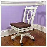 PB TEEN DESK CHAIR | Pottery Barn white desk chair on casters; h. 34 x 19 x 21 in.