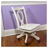 PB TEEN DESK CHAIR | Pottery Barn white desk chair on casters; h. 34 x 19 x 21 in.