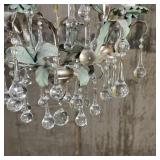 WHIMSICAL FOLIAGE CHANDELIER | With drop crystals and flared leaf design, with silvered highlights; 