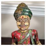 INDO-CHINESE CARVING | Polychromed and carved wood figure with drums; h. 19 x 10 x 12 in.