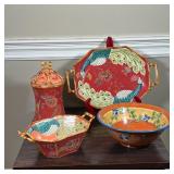 (4pc) TRACY PORTER & OTHER | Including a three piece set of Tracy Porter glazed pottery with bamboo-