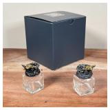 PAIR SALT & PEPPER SHAKERS | Very cute! Small salt and pepper shakers, the lids decorated with a flo