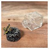 PAIR SALT & PEPPER SHAKERS | Very cute! Small salt and pepper shakers, the lids decorated with a flo