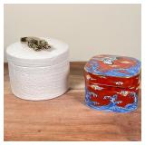 (2pc) PORCELAIN BOXES | Largest h. 3 in.