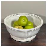 DECORATIVE CENTER BOWL | With five faux green apples; h. 5 x dia. 12 in.