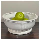 DECORATIVE CENTER BOWL | With five faux green apples; h. 5 x dia. 12 in.