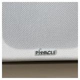 (3pc) PINNACLE SPEAKERS | Including a pair of white Pinnacle bookshelf speakers (BD 500) and a black