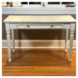 WHITE PAINTED WRITING DESK | h. 31 x w. 47 x d. 22 in. [top needs to be cleaned, with sticker]