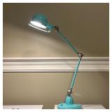 ARTICULATING DESK LAMP | Turquoise retro-style lamp with a heavy base; h. 25 in. (as pictured)