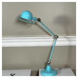 ARTICULATING DESK LAMP | Turquoise retro-style lamp with a heavy base; h. 25 in. (as pictured)