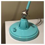 ARTICULATING DESK LAMP | Turquoise retro-style lamp with a heavy base; h. 25 in. (as pictured)