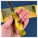 PROVINCIAL FRUIT CHEESE PLATE | Hand painted, with a matching knife; 14-1/2 x 6-1/4 in.