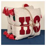 (4pc) SET PILLOWS | Texas themed holiday pillows; largest 16 x 16 in.