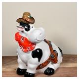 COWBOY COW PIGGY BANK | h. 9-1/4 in.