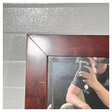 LARGE BEVELED MIRROR | Large wall mirror in a solid wood frame, beveled glass; overall h. 32 x w. 68