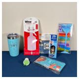 (7pc) WINE & OTHER ACCESSORIES | Including a travel mug, digital timer, bottle stopper, etc.