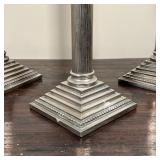 (3pc) CANDLE STICKS | Studio silversmiths Corinthian column form candlesticks; tallest h. 15 in.