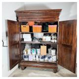 MEXICAN ROSEWOOD CARVED ARMOIRE | Intricately carved armoire / storage cabinet; h. 85 x 60 x 32 in.