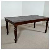WOOD DINING TABLE | Solid wood dining table on tapering legs, some wear to top but appearing in over