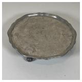 EARLY PEWTER TRVIET | Ball and claw feet; dia. 10