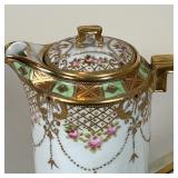 JEWELLED PORCELAIN COFFEE POT | Nippon; H. 7 inches