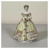 DRESDEN LACE PORCELAIN FIGURE | Sitzendorf figure of a woman in fancy dress, marked on the bottom, "
