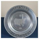 MASTERS PEWTER TROPHY PLATE | 1974 commemorative trophy plate, Wilton Columbia; dia. 11 in.