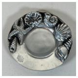 BETTY BARRENA PEWTER DISH | Decorated with sea shells; dia. 5