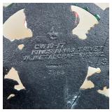 KINGS ARMS TRIVET | Painted cast iron with the royal coat of arms; dia 6 inches