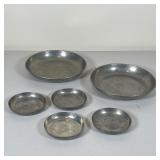 (6pc) BLOCKZINN & OTHER PEWTER DISHES | Including a pair of Blockzinn pewter plates (dia. 8 in.) plu