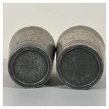 PAIR ENGRAVED PEWTER PLANTERS | engraved detailing; h. 6 inches