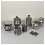 MISC. PEWTER | including lidded jars, creamer, box