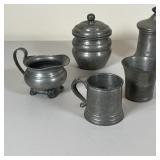 MISC. PEWTER | including lidded jars, creamer, box