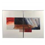 DIPTYCH MIXED MEDIA | Pencil signed lower right, B.J. Green, dated 1979, watercolor on canvas, title