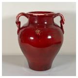 FORTUNUTA AMPHORA VASE | Mottled oxblood glaze, marked on the base; h. 16 x dia. 13 in.