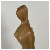 MONKEYPOD WOOD CARVING | Carved wood figure of a woman, marked on the bottom "Monkeypod Wood"; h. 19