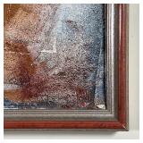 figural tempera abstract, canvas stretched over board, signed lower right and titled "Divinity of th