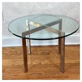 CHROME & GLASS SIDE TABLE | h. 16 x dia. 25 in.