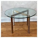 CHROME & GLASS SIDE TABLE | h. 16 x dia. 25 in.