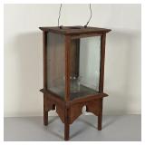 ANTIQUE JAPANESE LANTERN | Japanese wood lantern, peg and mortoris joinery and sculpted; h. 13 x 6-1