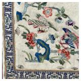 CHINESE BLIND STITCH EMBROIDERED PANEL | Forbidden stitch embroidery, showing birds among flowers an