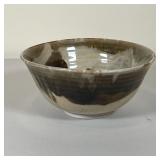 CERAMIC ART BOWL | Patterned glaze art pottery bowl, signed on the bottom, possibly "Wainer" and dat