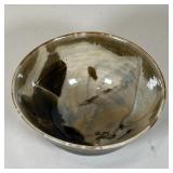 CERAMIC ART BOWL | Patterned glaze art pottery bowl, signed on the bottom, possibly "Wainer" and dat
