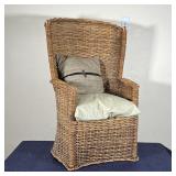 ANTIQUE WICKER ARMCHAIR | Barrel back; h. 42 x 25 x 26 in.
