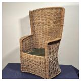 ANTIQUE WICKER ARMCHAIR | Barrel back; h. 42 x 25 x 26 in.