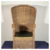 ANTIQUE WICKER ARMCHAIR | Barrel back; h. 42 x 25 x 26 in.